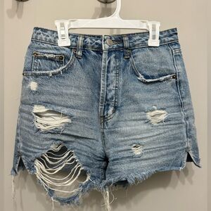 Distressed Denim High Waisted Shorts